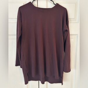 J.Jill Women’s Burgundy Red Simply Supima Crew Neck Tunic Blouse Shirt Size S
